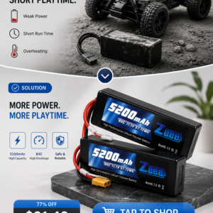 Zeee 3S 11.1V 5200mAh lithium polymer battery bundle showcasing industrial safety labels and thick power wires.