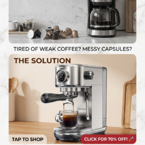 A super slim stainless steel HiBREW H10B semi-automatic espresso machine brewing coffee into a cup, showcasing its compact design and professional steam wand.